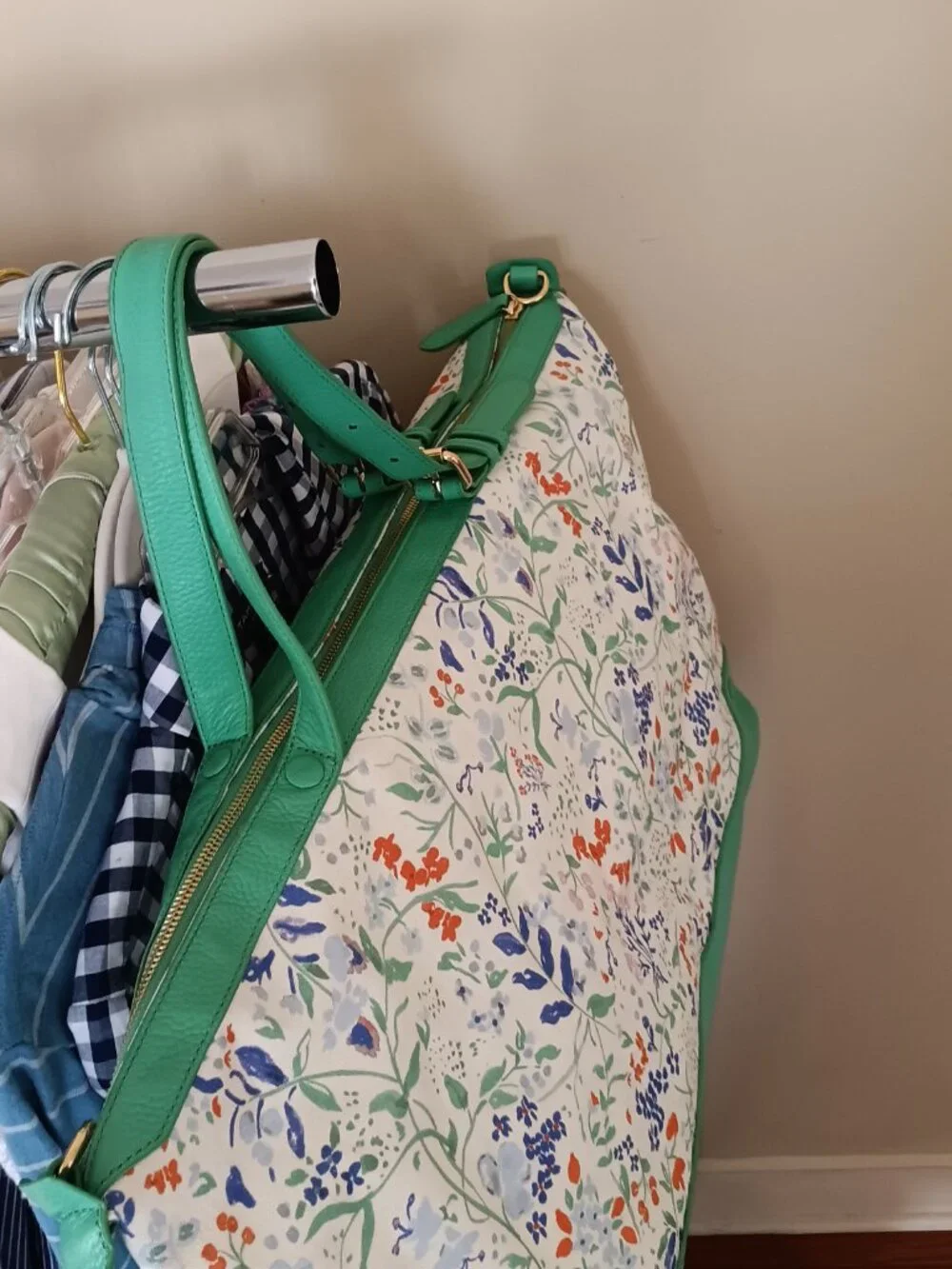 Neely & Chloe Travel Duffel & Garment Bag Set Spring Green & Flowers